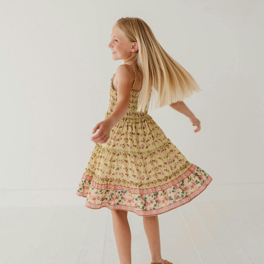 Smock Button Front Tiered Dress