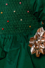 Baby Christmas Tree Dress Set in Emerald