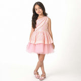 Rosy Bloom Off-Shoulder Sequin Birthday Dress for Girls