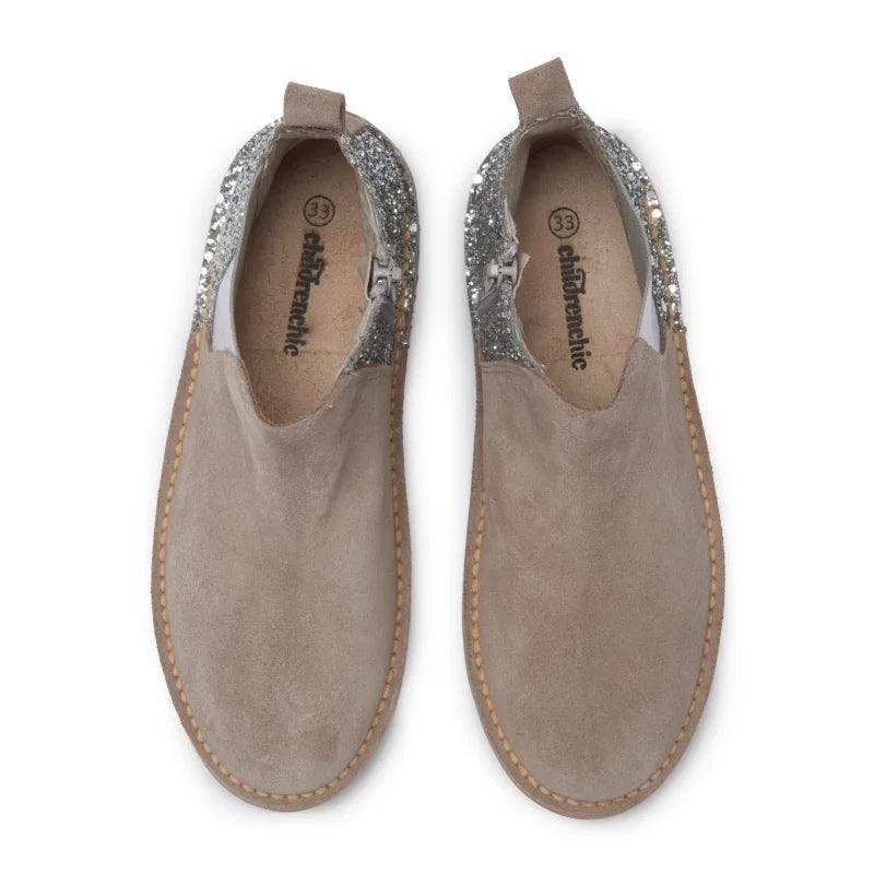Olivia Glitter & Suede Chelsea Boots