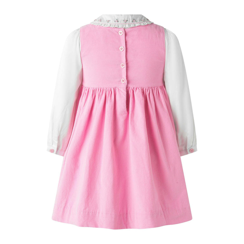 Rose Smocked Babycord Pinafore & Blouse Set