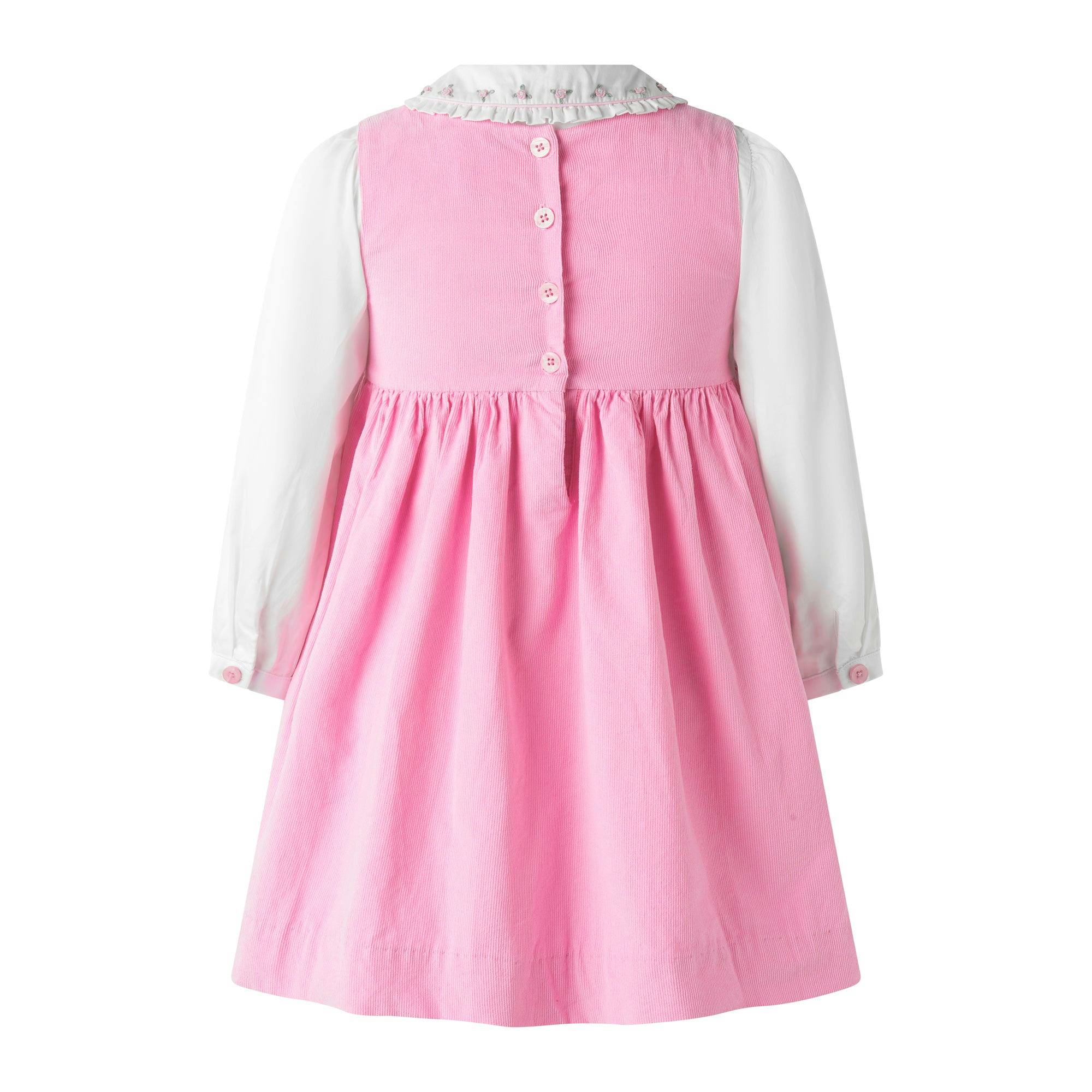 Rose Smocked Babycord Pinafore & Blouse Set