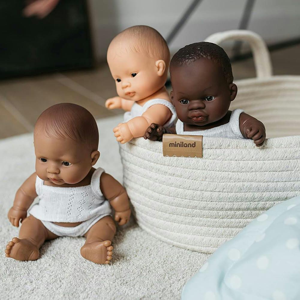 Cotton Doll Sized Moses Basket for Dolls up to 15