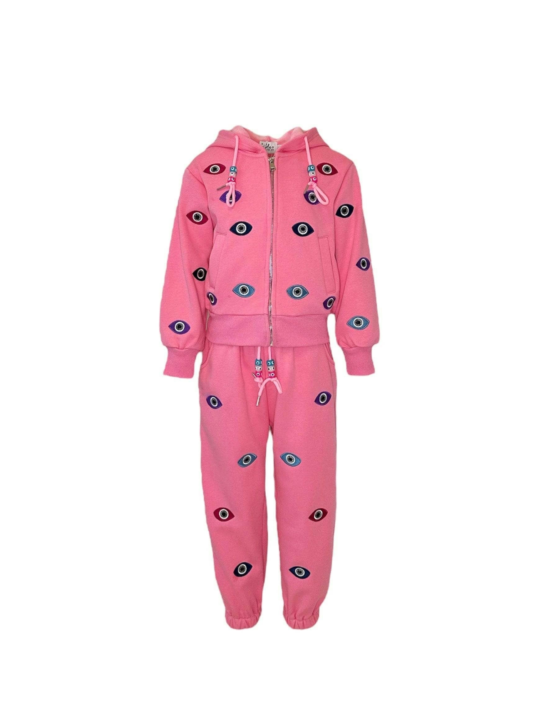 Women's Evil Eye Hoodie Set Pink