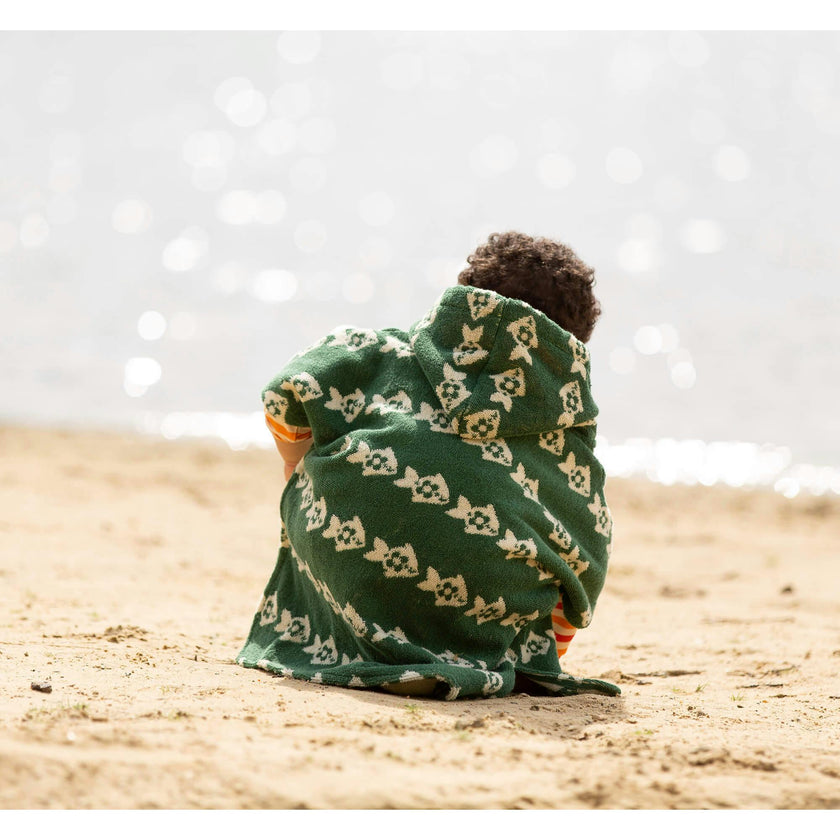 Swimming Fish Baby Towel Poncho, Green