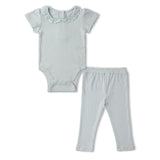 Organic Lace Collar Onesie & Tights Set - Fog