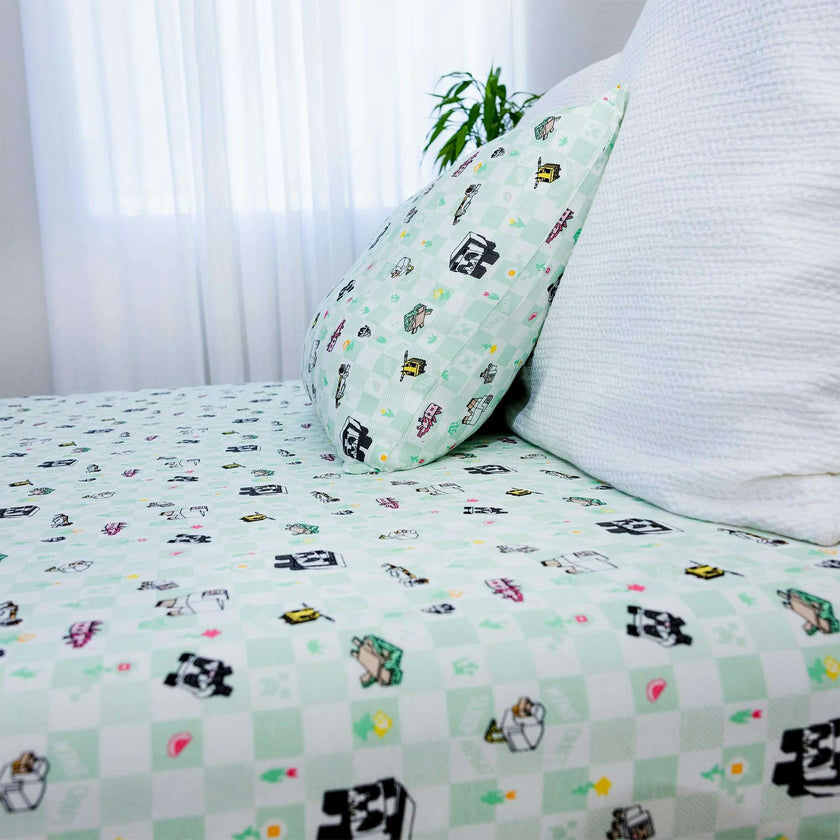 Minecraft Sleep Repeat Bamboo Twin Sheet Set