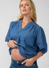 Relaxed Popover Chambray Maternity Shirt