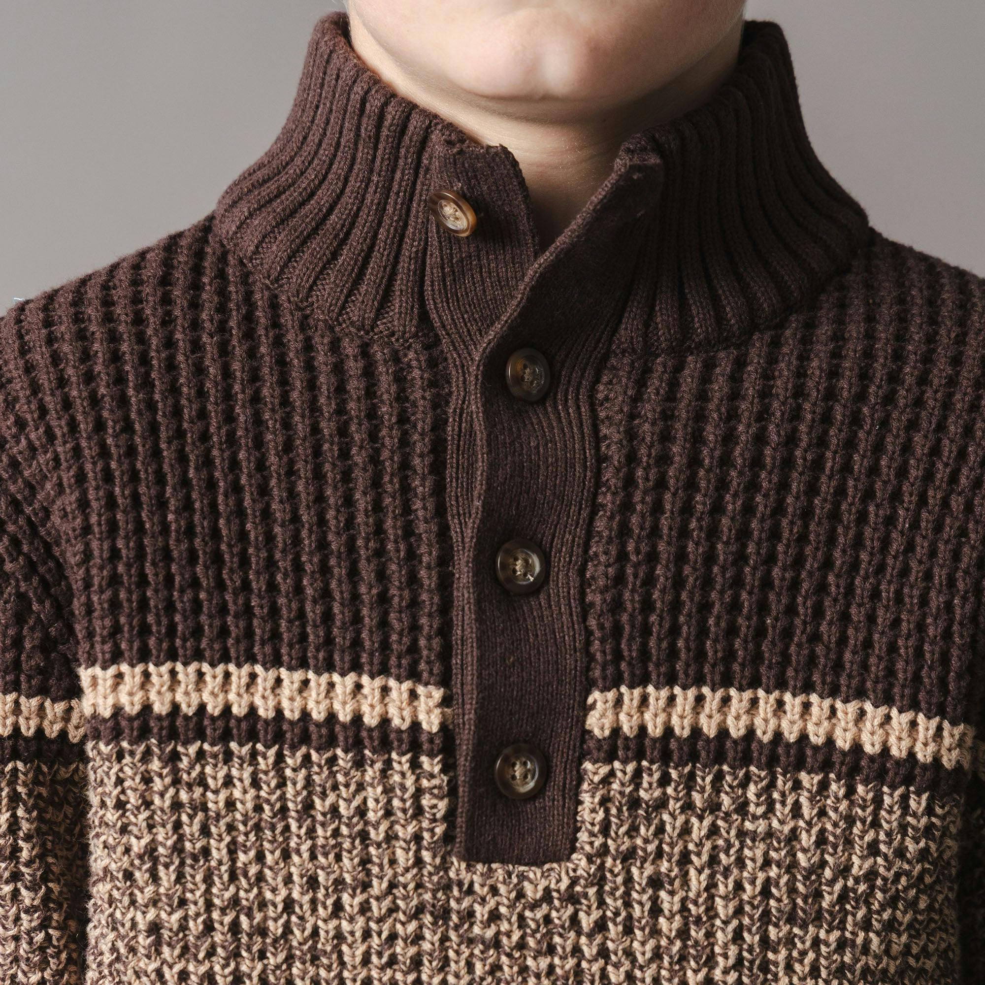 Organic Mock Neck Waffle Sweater