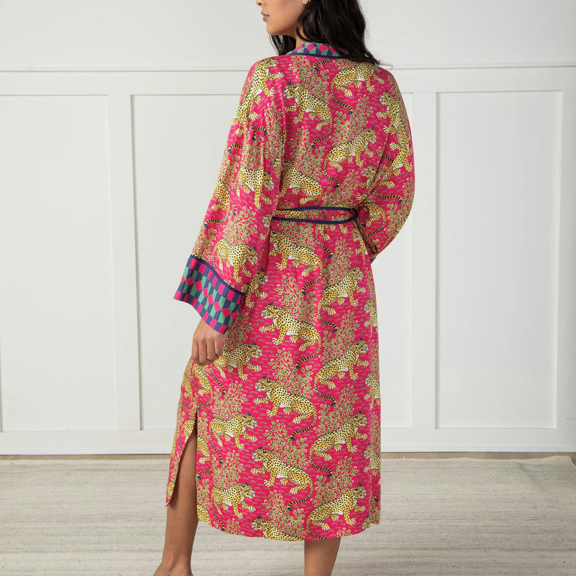 Bagheera - Eco Satin Robe - Hot Pink