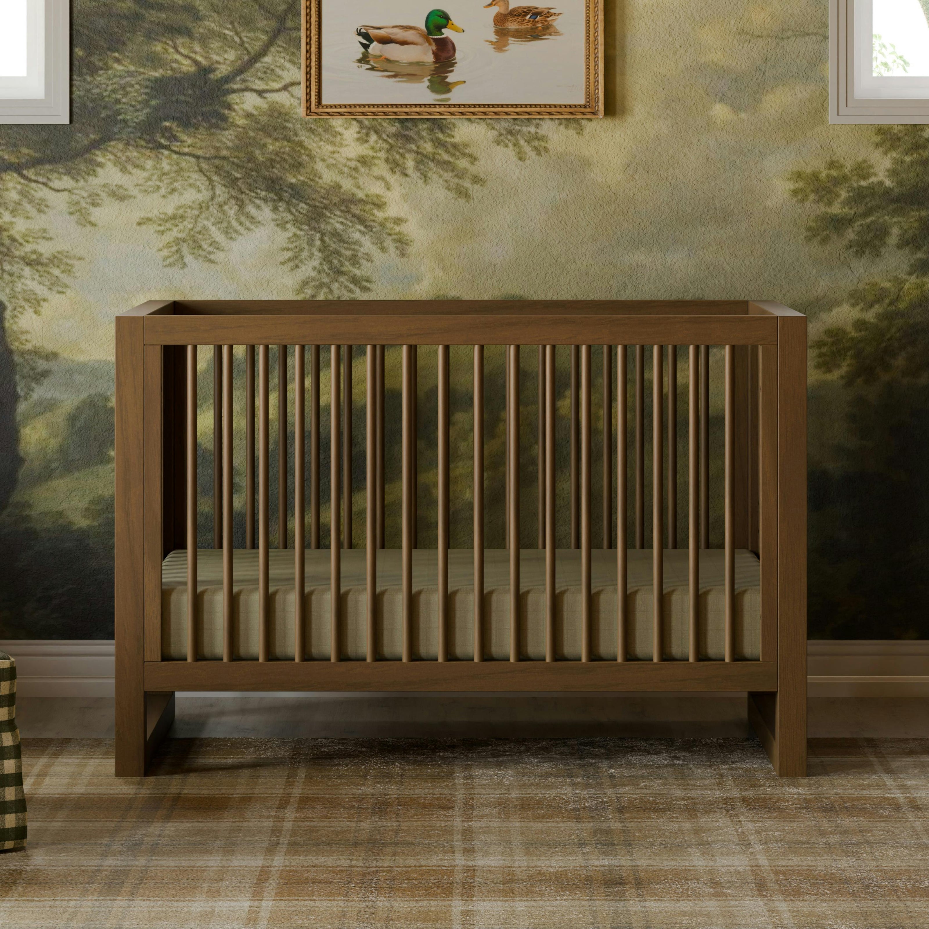 Nantucket 3-in-1 Convertible Crib w/Toddler Bed Conversion Kit in Natural Walnut