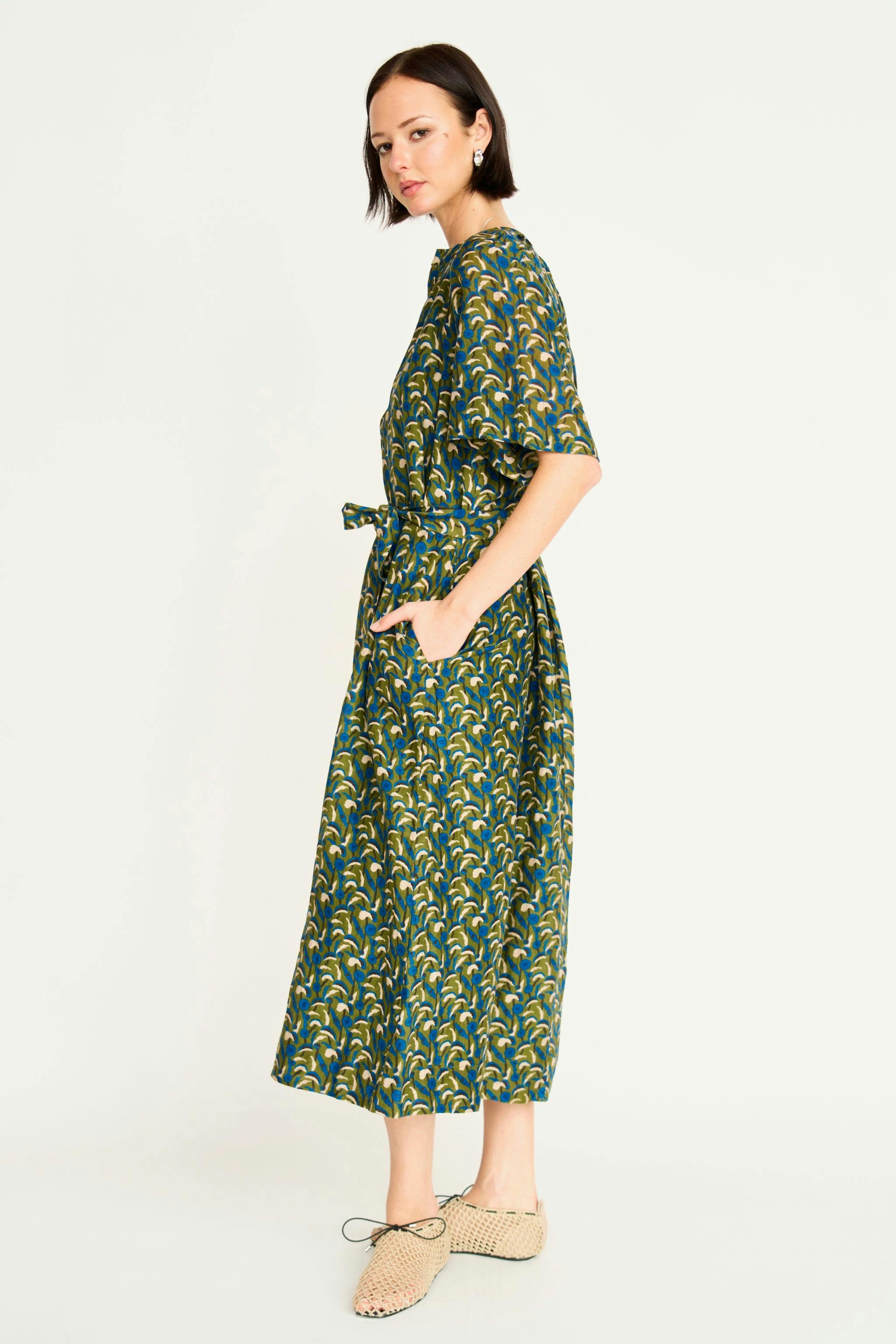 Somerset Dress in Verdant Cattail
