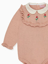 Dusty Pink Ginia Cotton Baby Girl Knitted Romper