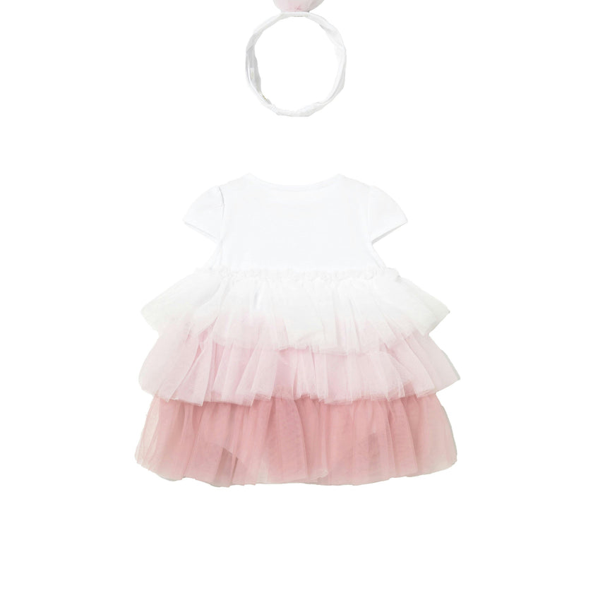 Pink Ruffled Romper With Headband