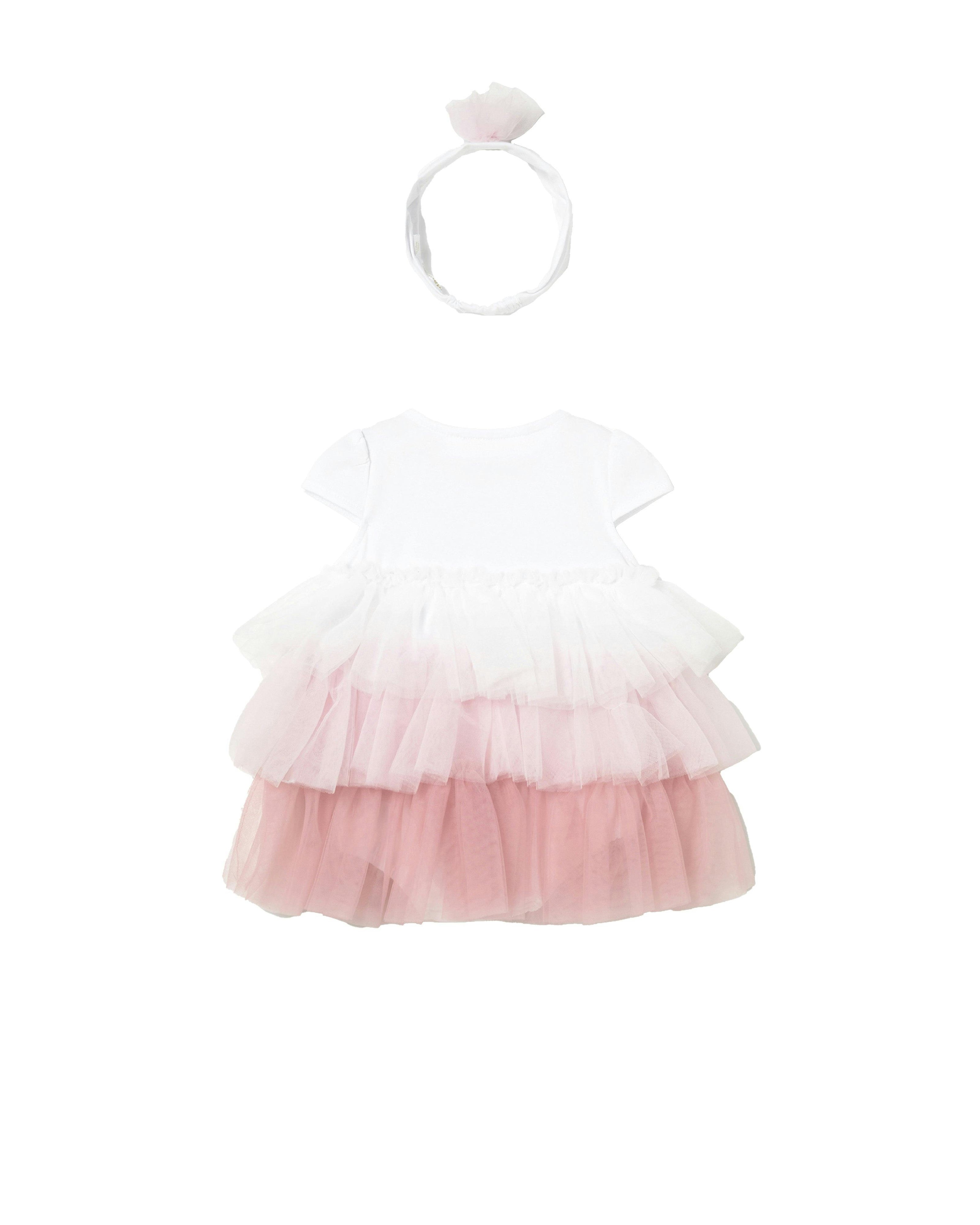 Pink Ruffled Romper With Headband