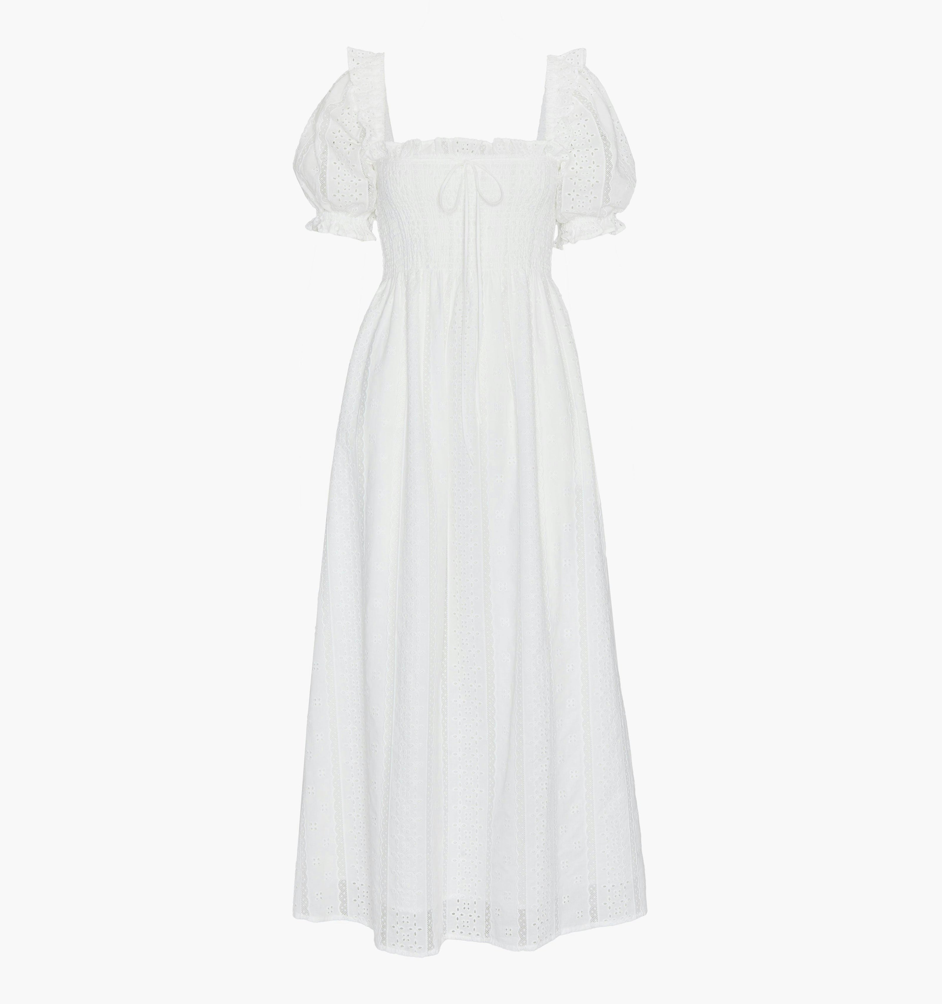 The Scarlett Nap Dress - White Broderie Voile