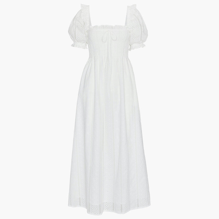 The Scarlett Nap Dress - White Broderie Voile
