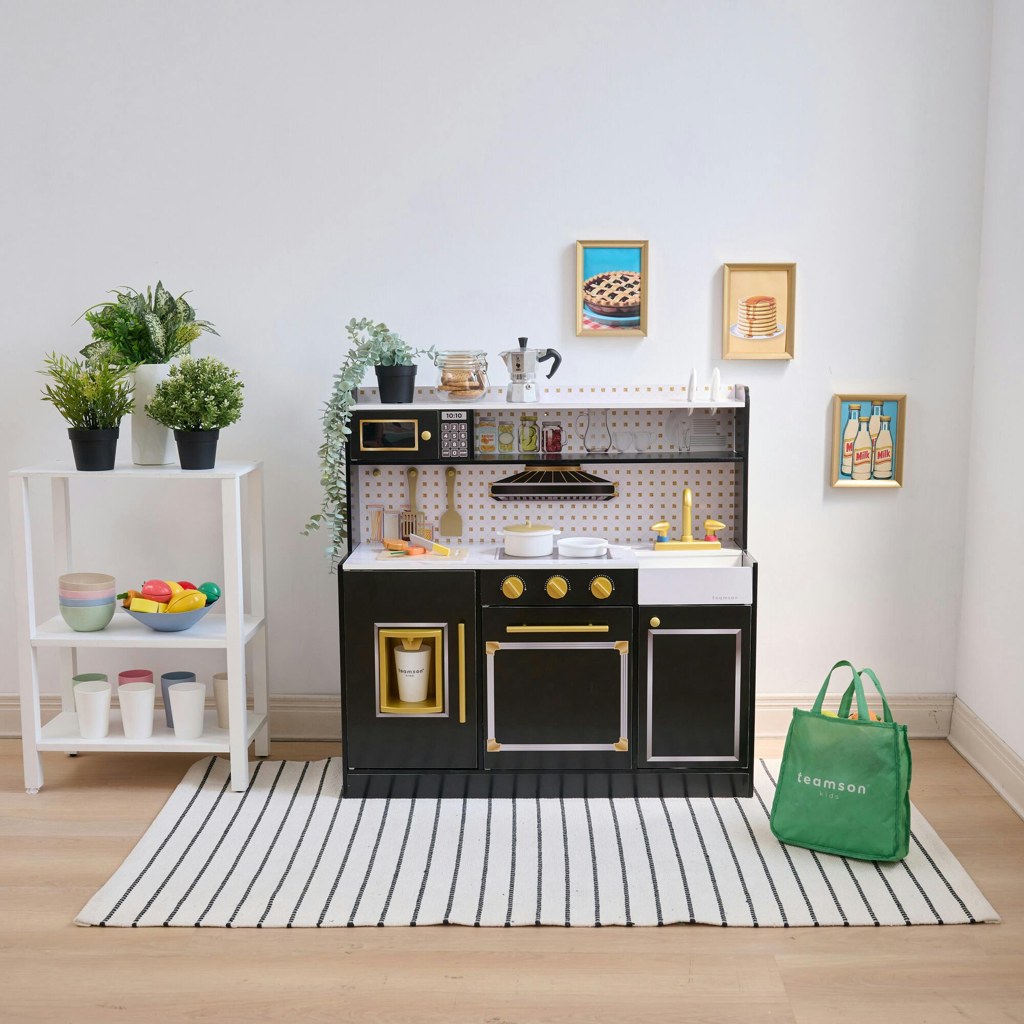 Teamson Kids Little Chef St. Louis 2-Pcs Wooden Play Kitchen with 15 Accessories