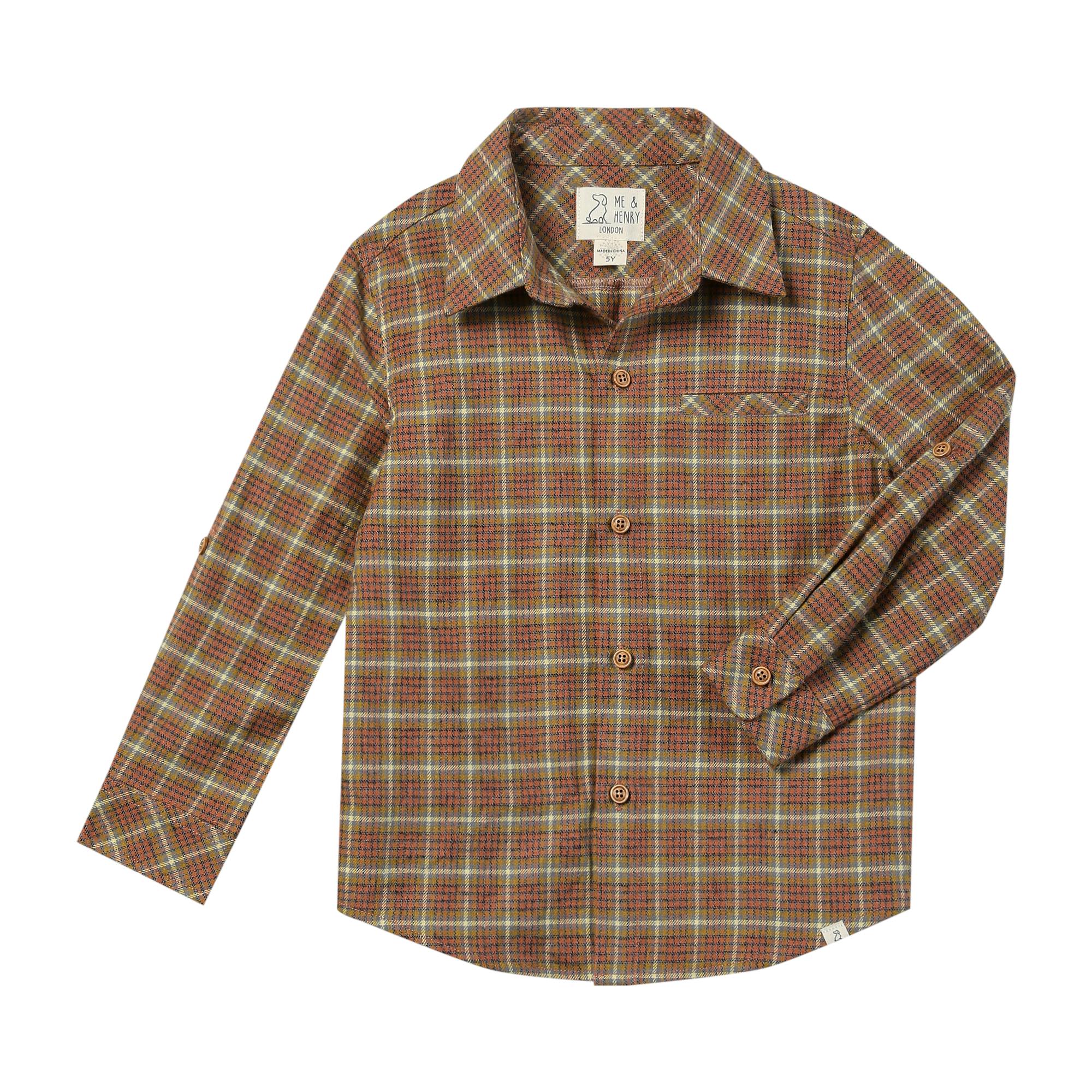 ATWOOD woven shirt orange/gold washed plaid