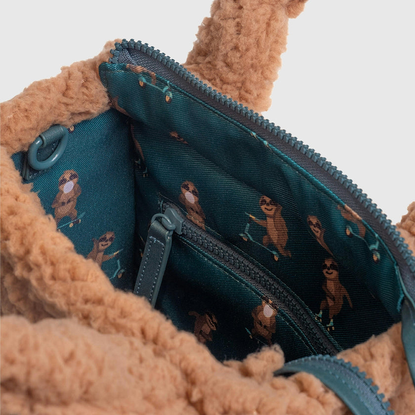 Sherpa Tote Bag – Cozy, Colorful & Convertible with Matching Coin Purse, Skating Sloths