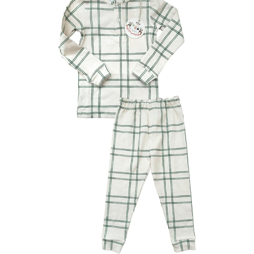 Boys Pajamas in Green Window Pane