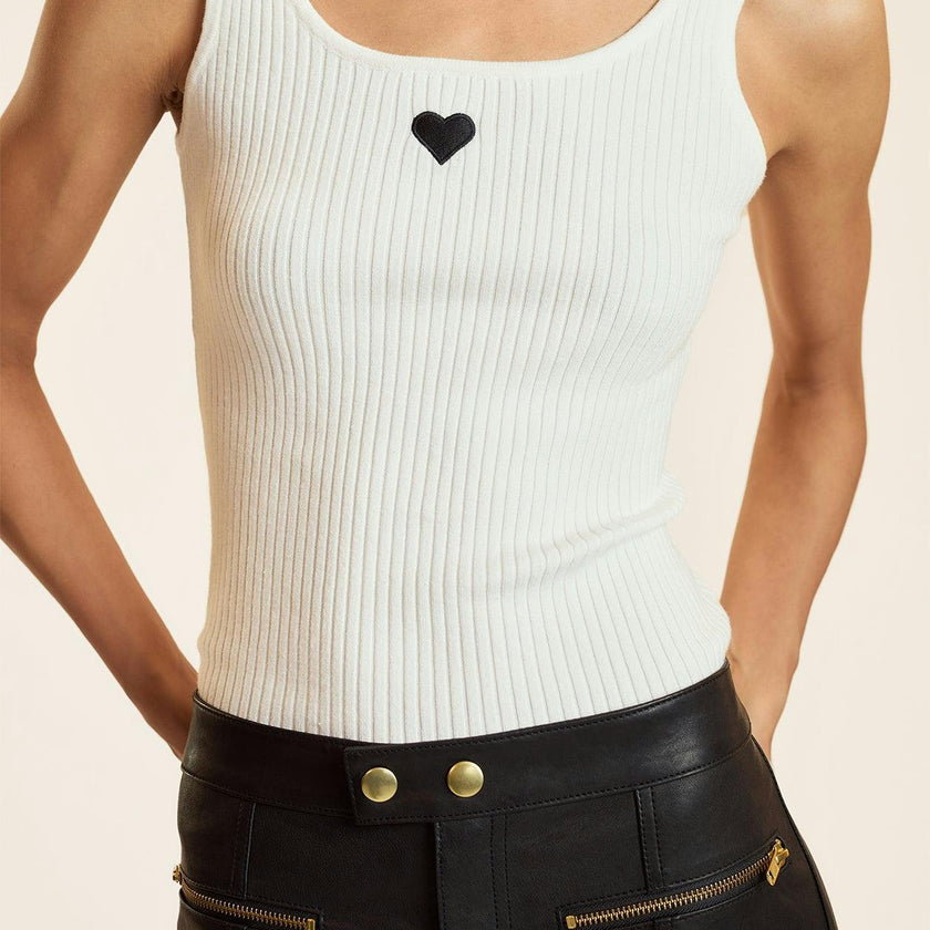 Heart Embroidered Knit Top