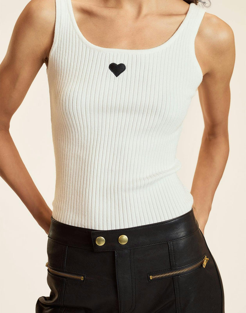 Heart Embroidered Knit Top
