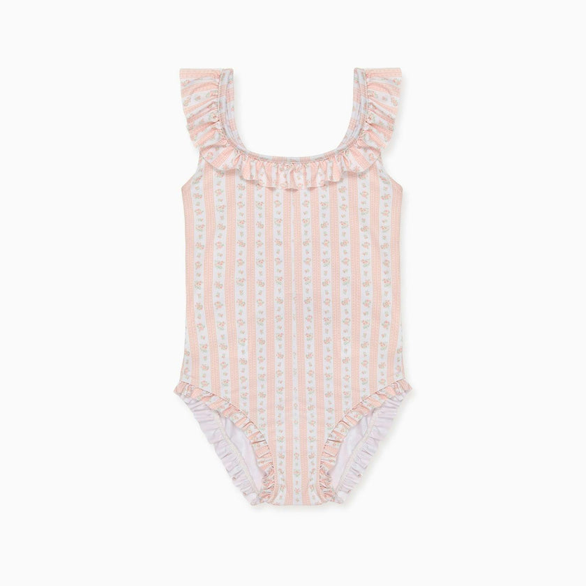 Pink Floral Stripe Opal Girl Swimsuit