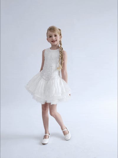 White Arabella Floral Tulle Dress