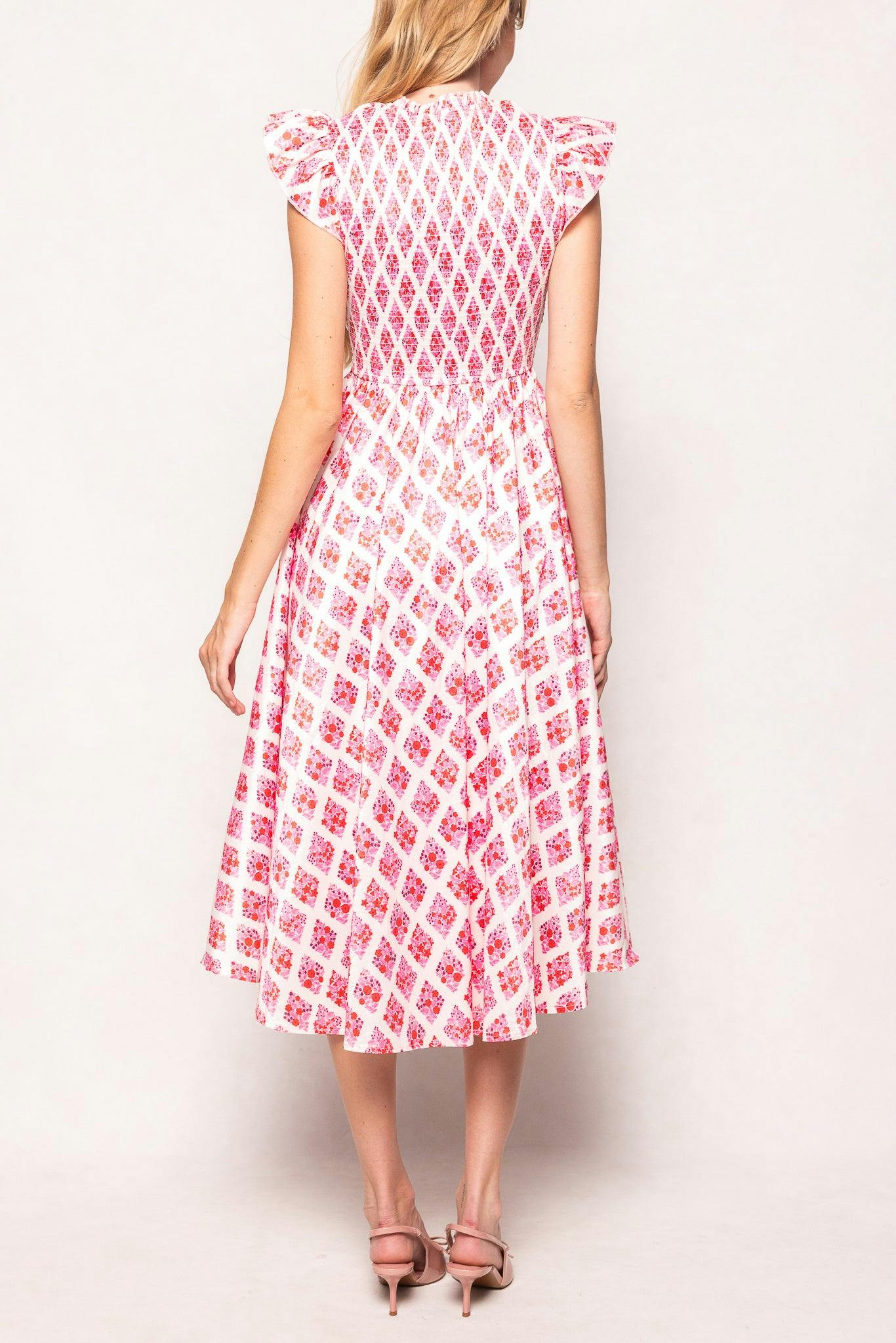 Kylie Dress in Rouge Lattice Floral