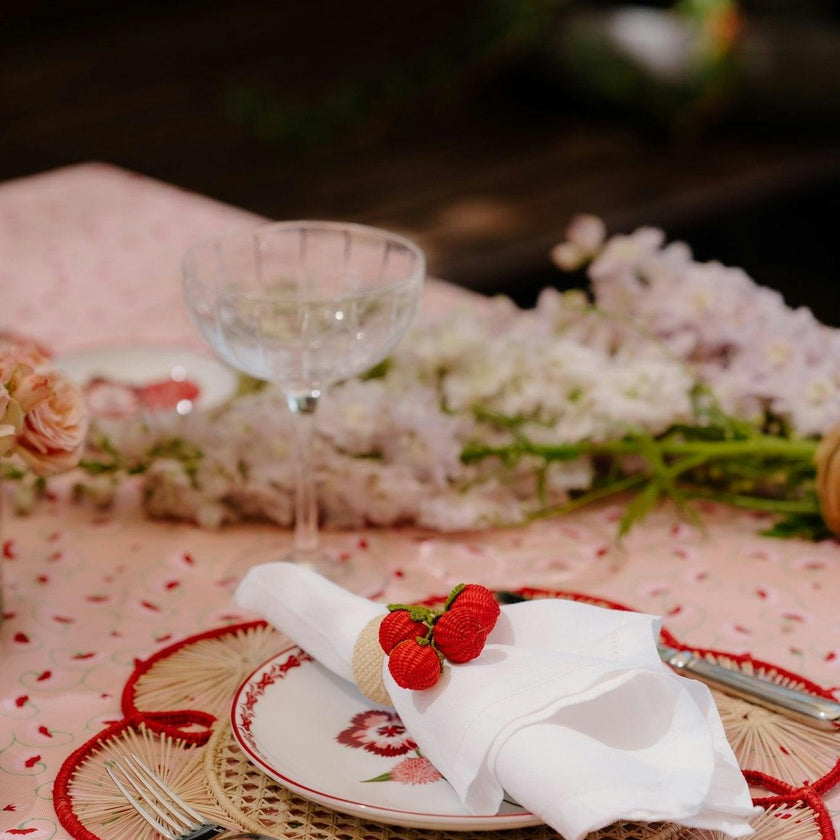 Set of 4 Flora Chargers in Red