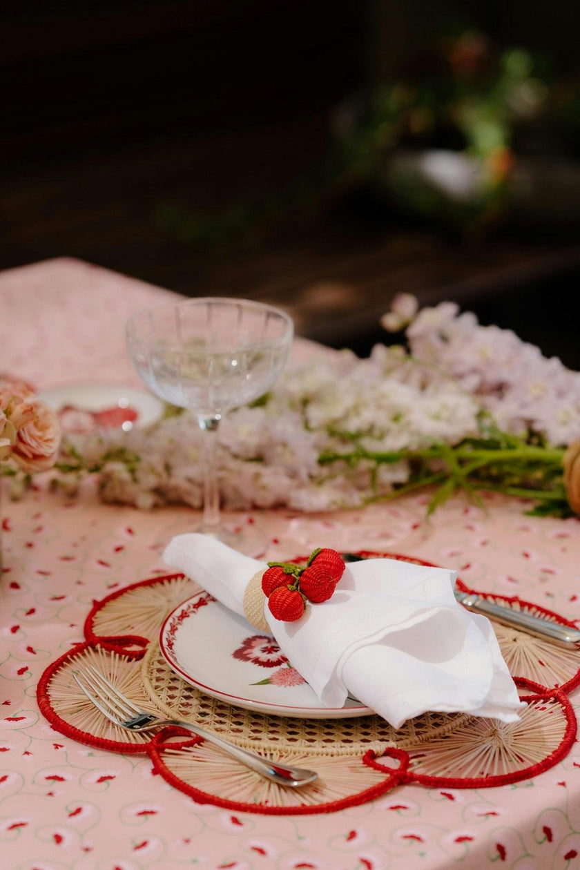 Set of 4 Flora Chargers in Red