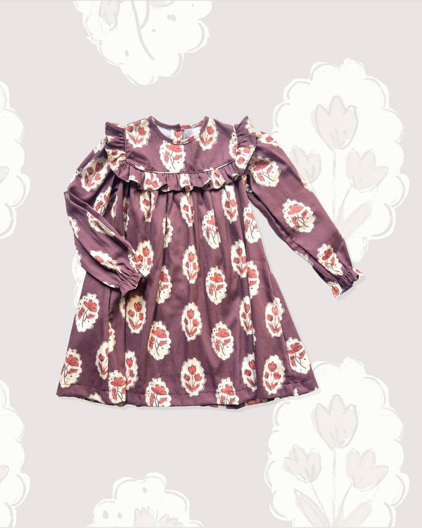 Britta Dress in Intaglio Maroon