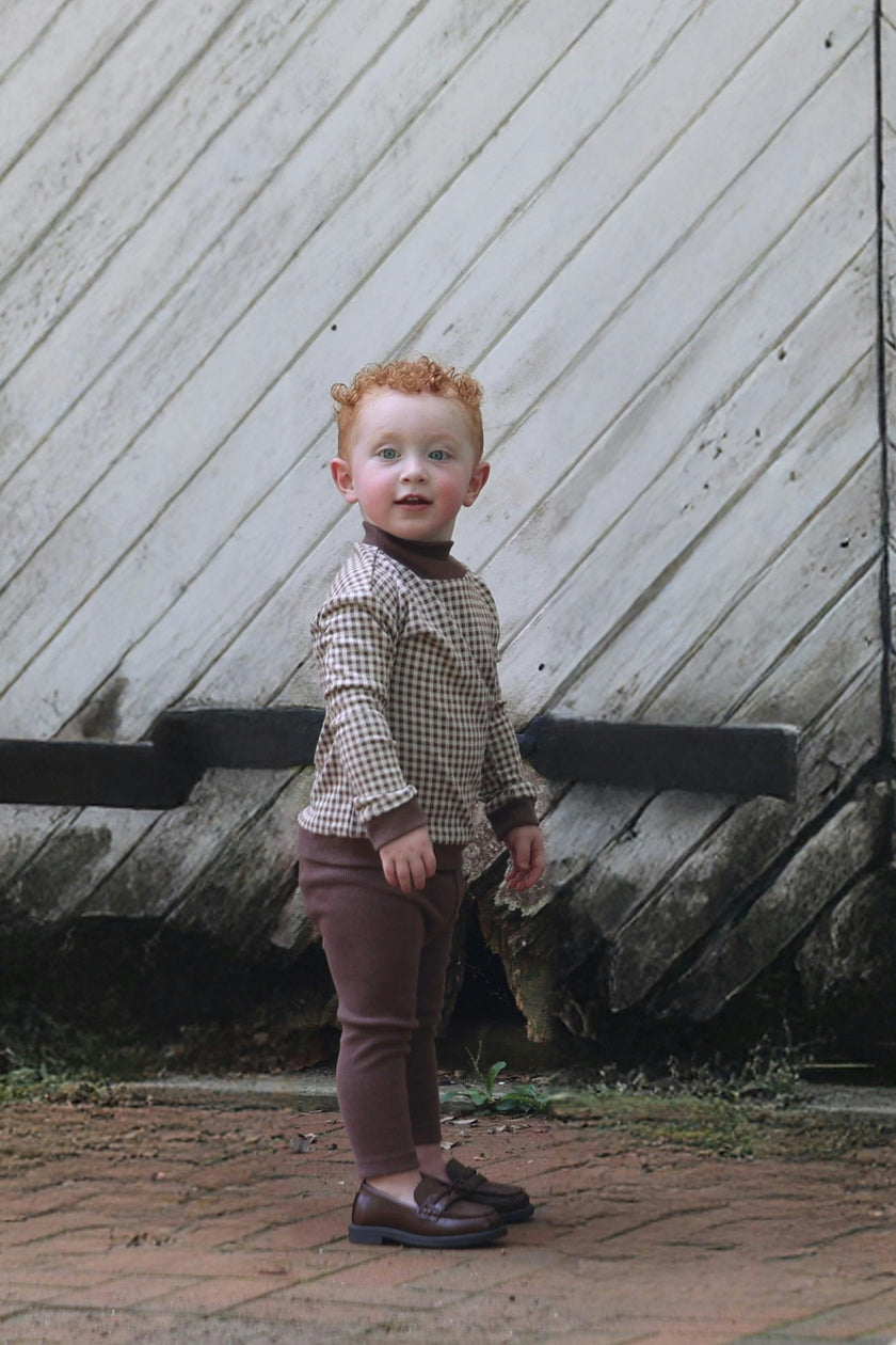 Kids Unisex Soft Gingham Neck Sweatshirt & Legging Set