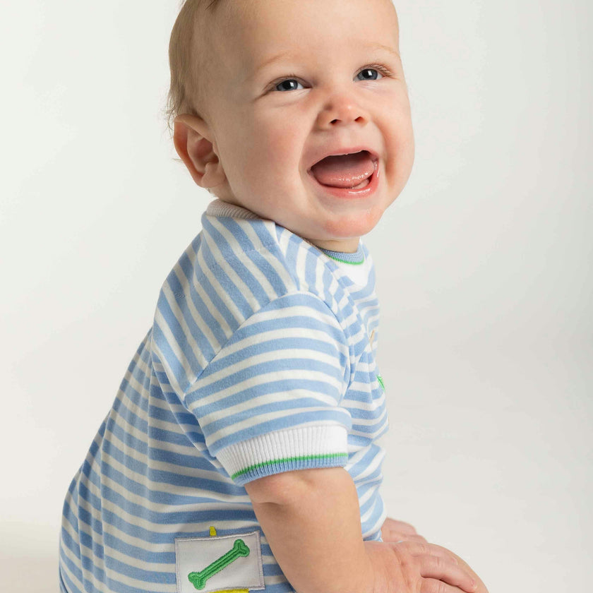 Stripe Knit Shortall With Painting Dog