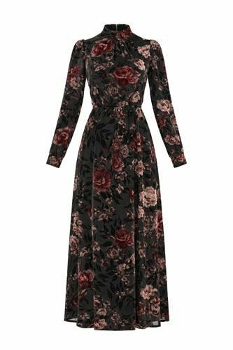 Flocked Velvet Maxi Dress