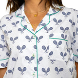 Women's Tennis Navy Short PJ Set
