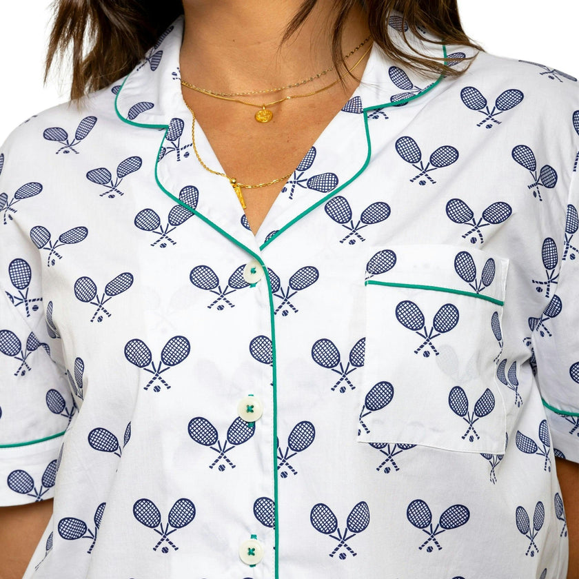 Women's Tennis Navy Short PJ Set