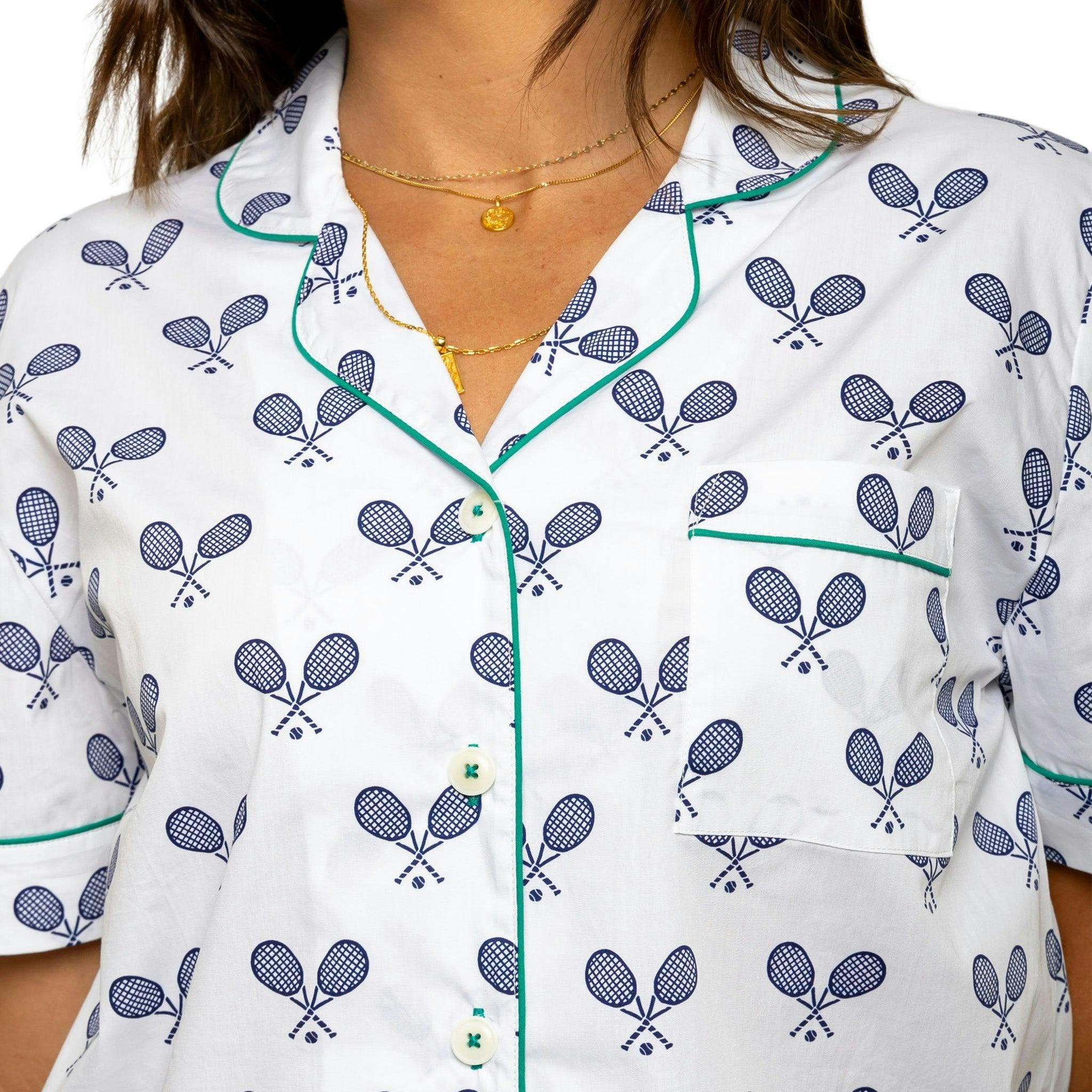 Women's Tennis Navy Short PJ Set