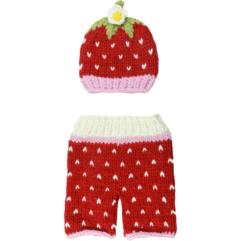 Addie Strawberry Hat and Pant Newborn Set
