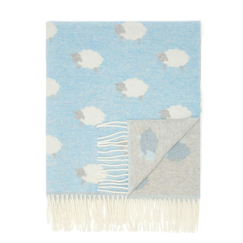 Super Soft Merino Baby Blanket - Sky Blue