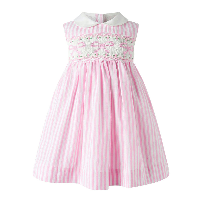 Bow Smocked Striped Dress and Bloomers