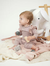 Chic Ruffle Shoulder Long Sleeve Top & Pant 2-Piece Set