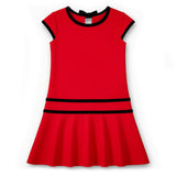 Crepe Knit Dress With Velvet Trim