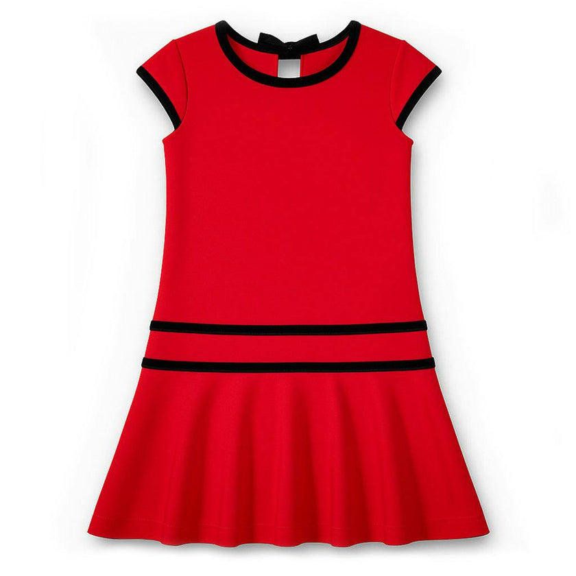 Crepe Knit Dress With Velvet Trim