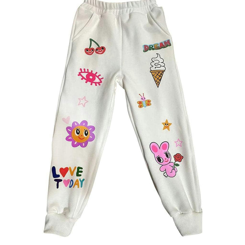 Graffiti Ice Cream Hoodie And Pant Set, White