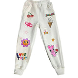 Graffiti Ice Cream Hoodie And Pant Set, White