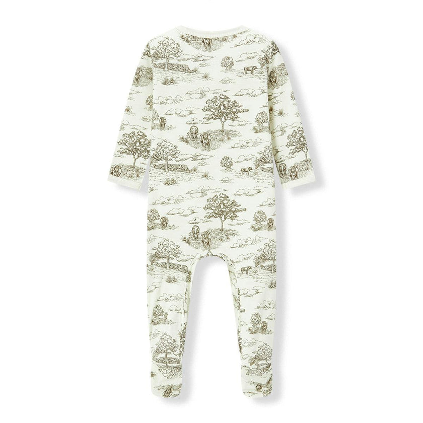 Country Toile Luxe Stretch Zipper Footed Romper
