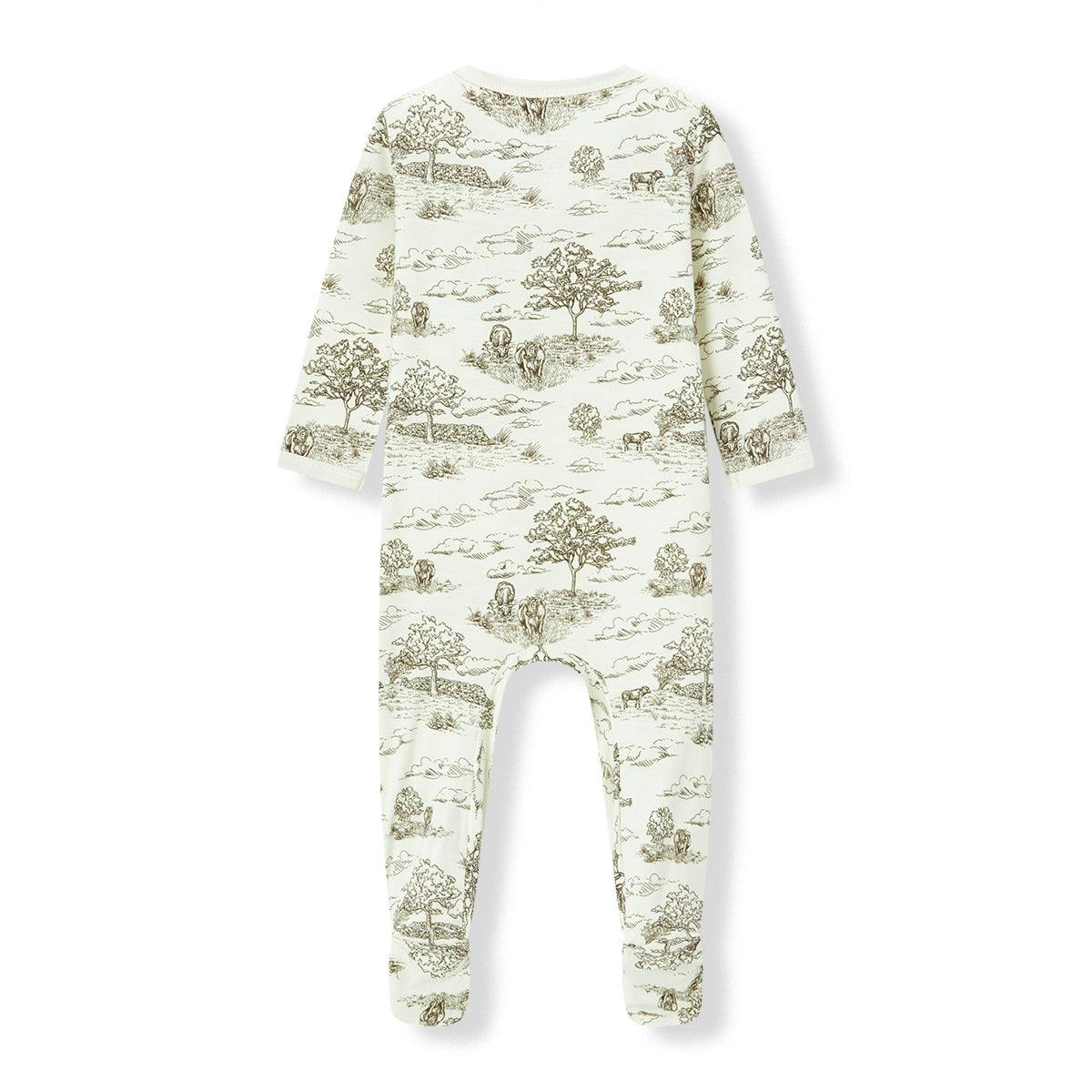 Country Toile Luxe Stretch Zipper Footed Romper