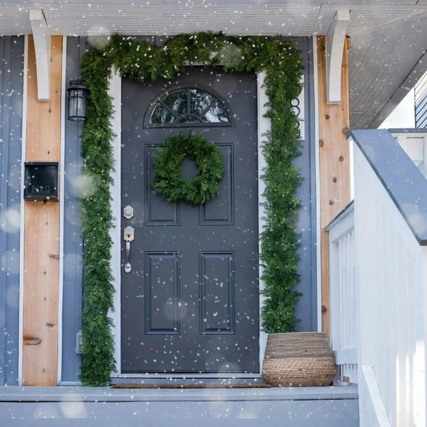 Seeding Real Touch Juniper Berry Faux Greenery Front Door Mantle Wreath 18"